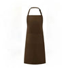 A dark brown unisex water-resistant bib apron with straps and pockets.