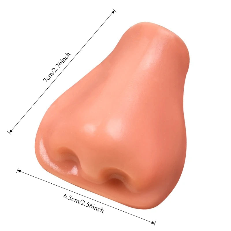 A pink squishy pimple popper fidget toy shown from the side with dimension lines.