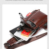 Men's Genuine Leather Sling Backpack with USB Charging Port