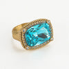 Bague de cocktail Vintage en Cristal Bleu Mer