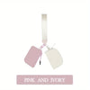 Pink and ivory detachable wristlet wallet with a zipper pouch and card slots