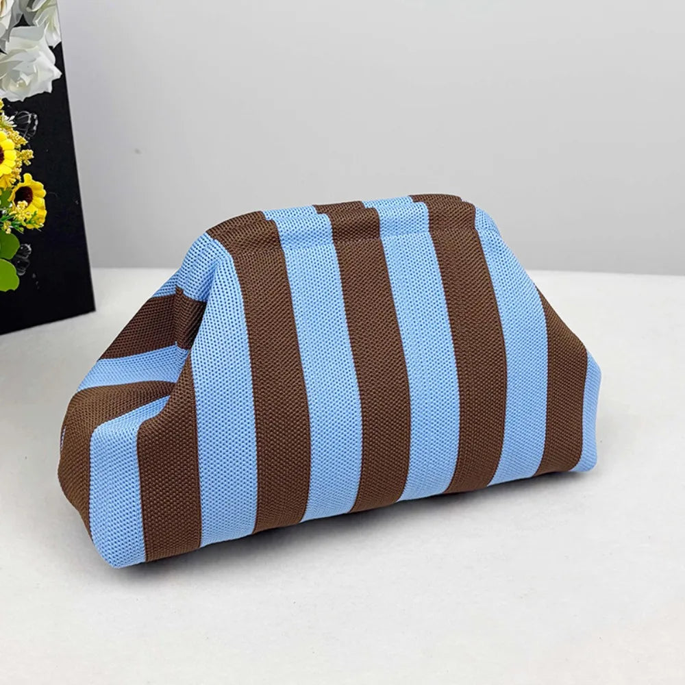 Striped Knit Tote Bag - Casual & Spacious Handbag