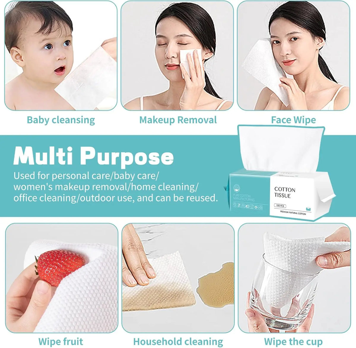 Soft Cotton Disposable Facial Towels for Sensitive Skin