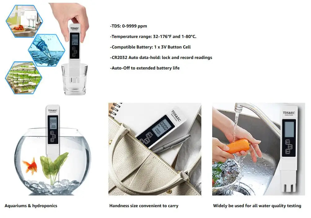 3-in-1 Digital Water Quality Tester with LCD Display