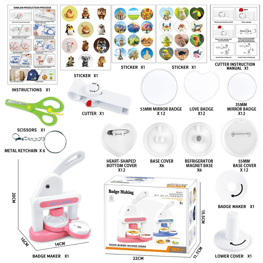 3-in-1 DIY Button Maker and Badge Press Kit