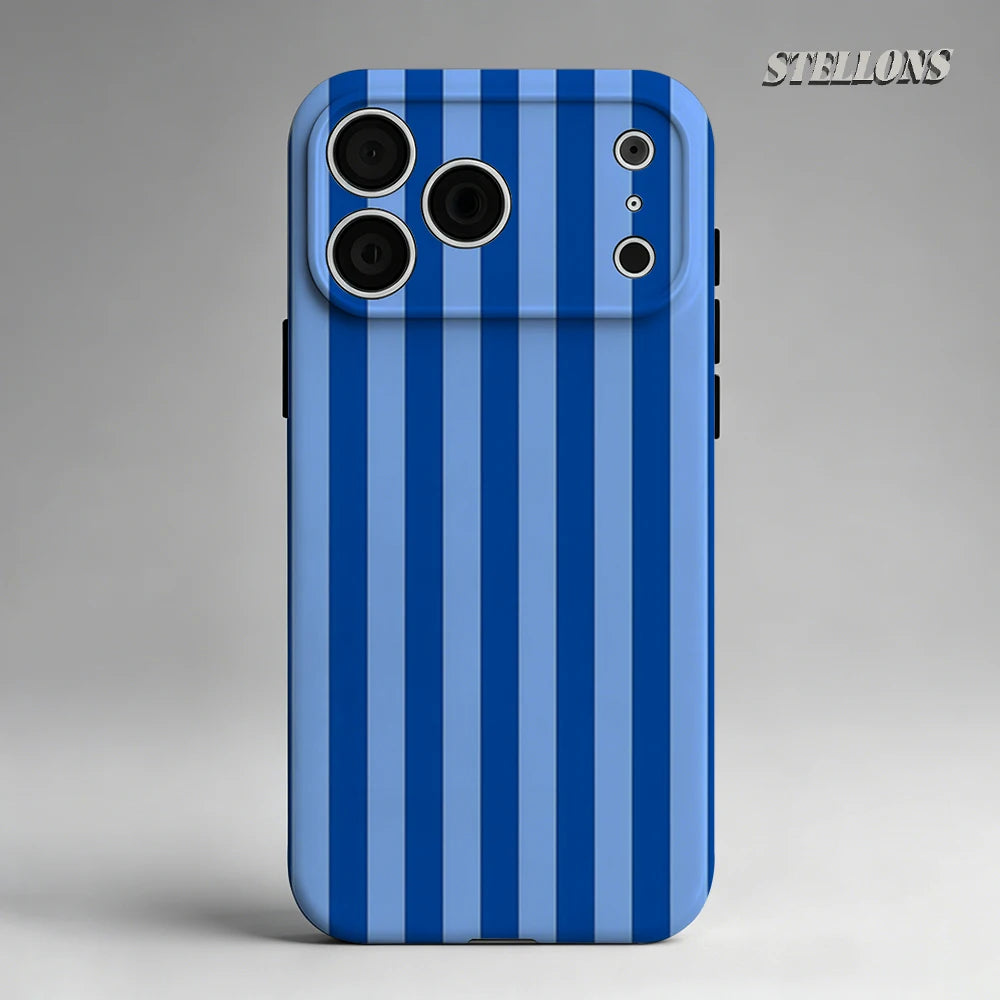 Blue Stripe Print Magnetic Phone Case with Shockproof Protection