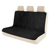 A beige universal rear bench seat cover for cars, trucks, and SUVs with separate headrests.