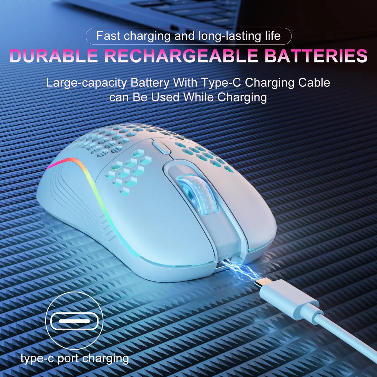 Ergonomic 6-Button Wireless Gaming Mouse with RGB Lighting