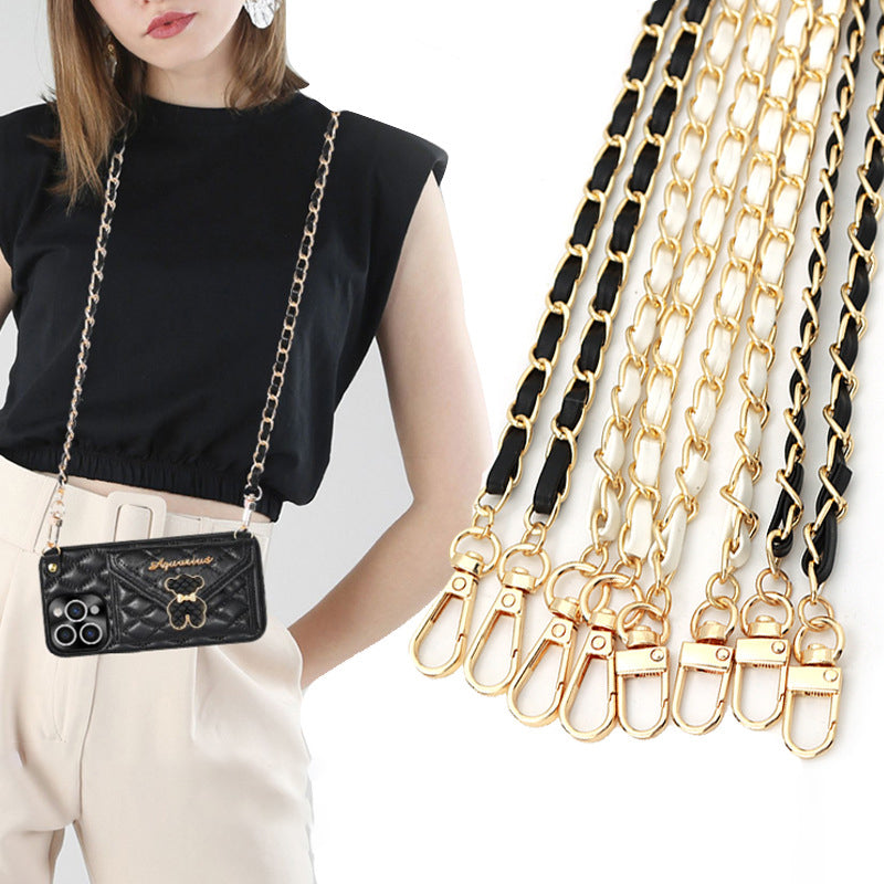 120cm Leather-Trimmed Chain Bag Strap