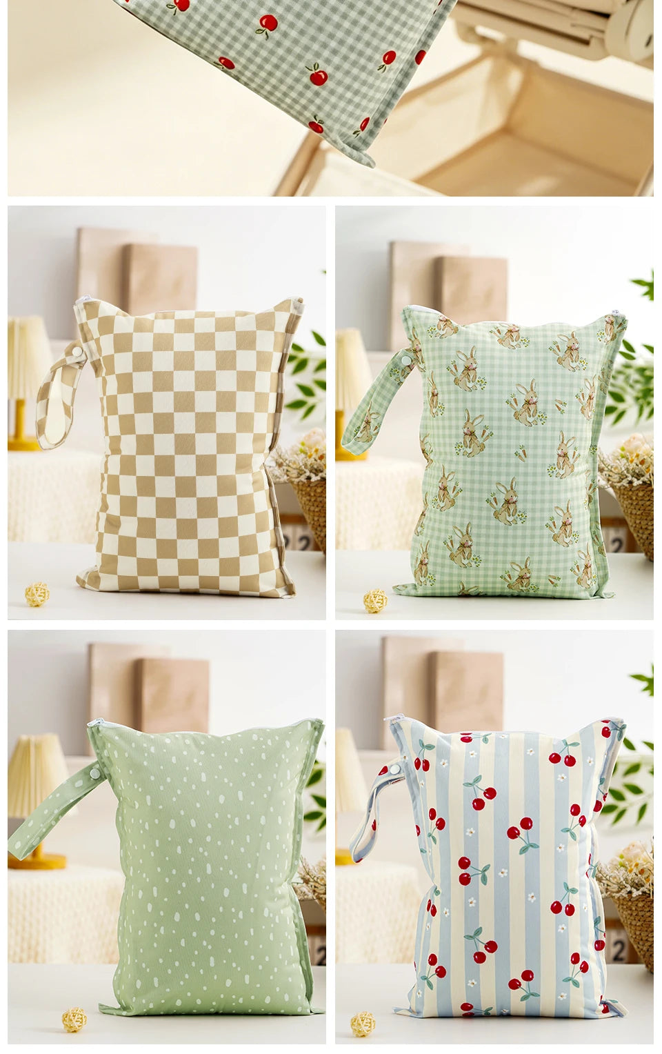Waterproof Reusable Diaper Cover Wet Bag with Hanging Strap