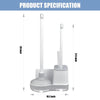 A white 3-in-1 toilet brush and plunger set with a holder shown with dimension lines.