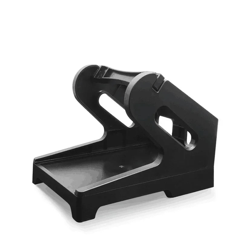 Black 2-in-1 thermal label holder designed for holding rolls and fan-folded labels