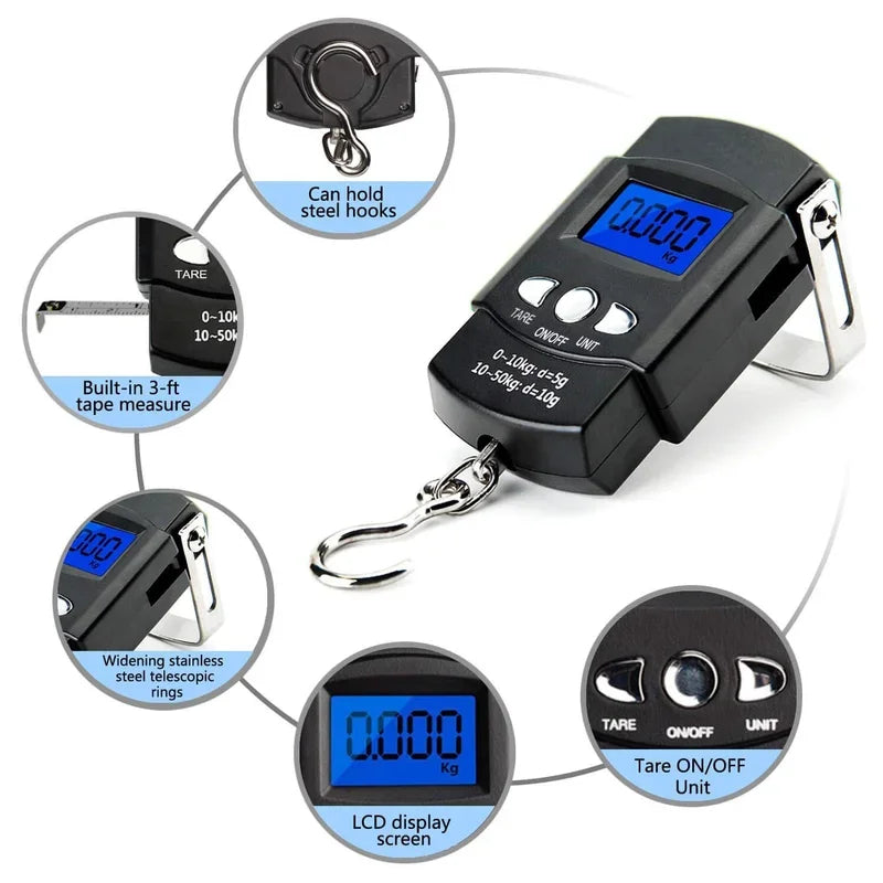 Digital Hanging Scale with Built-In Tape Measure