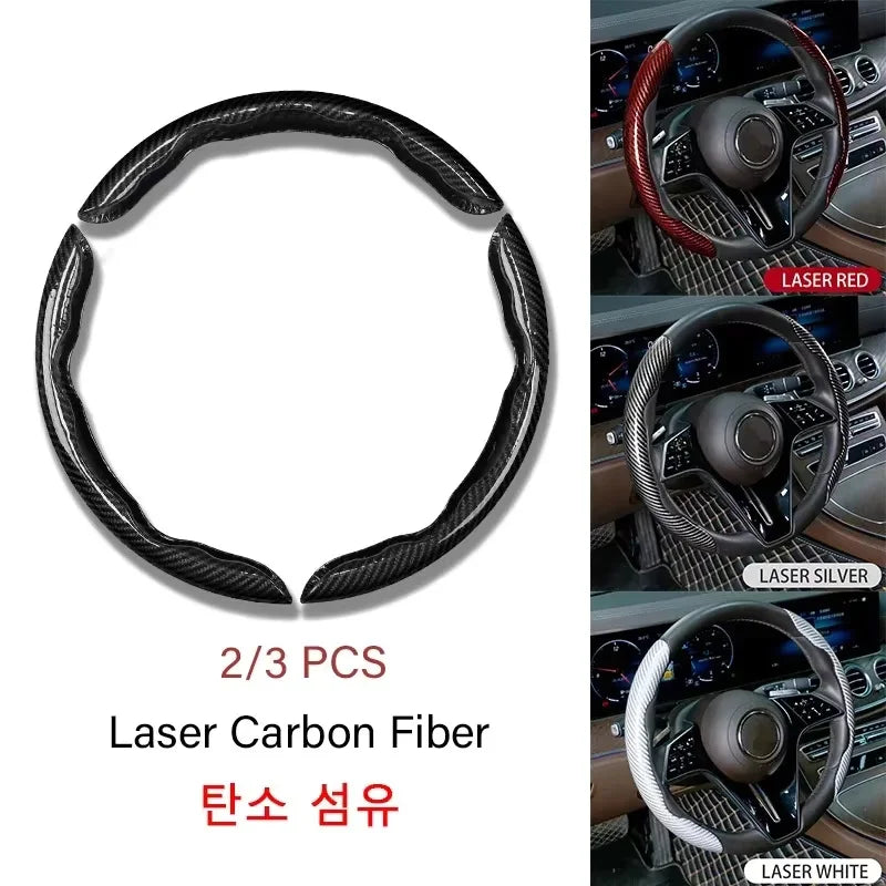 Carbon Fiber Style Microfiber Leather Steering Wheel Cover