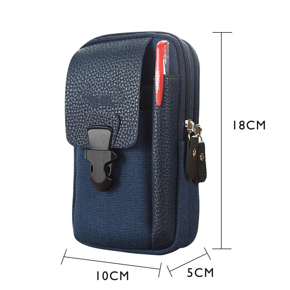 Navy blue vintage genuine cowhide leather crossbody sling bag with a zipper and leather strap