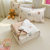 A white lace-trim breathable summer duvet is displayed with a teddy bear and decorative pillows.