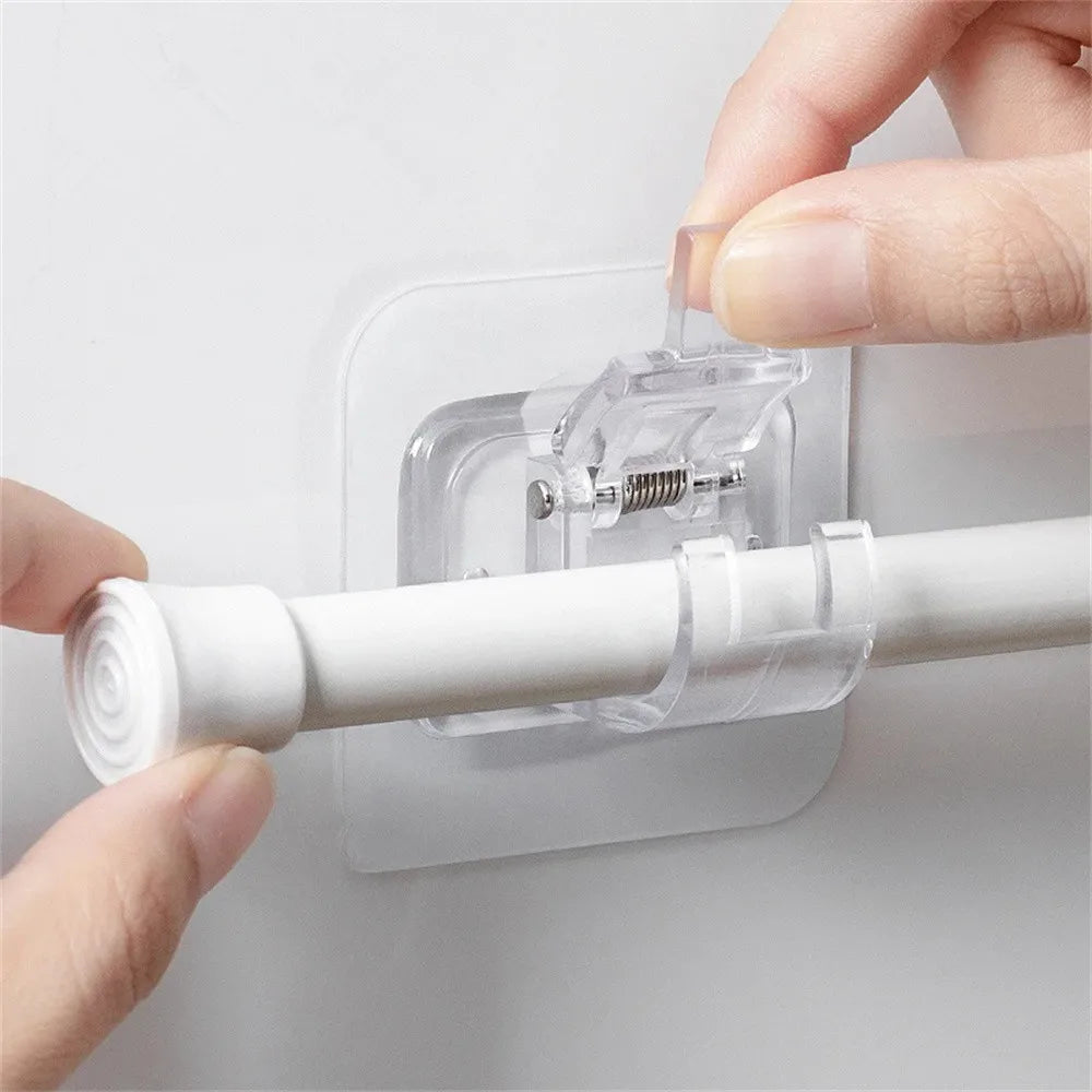 Self-Adhesive Curtain Rod Clamp Hooks – Punch-Free Wall Hanging Holders