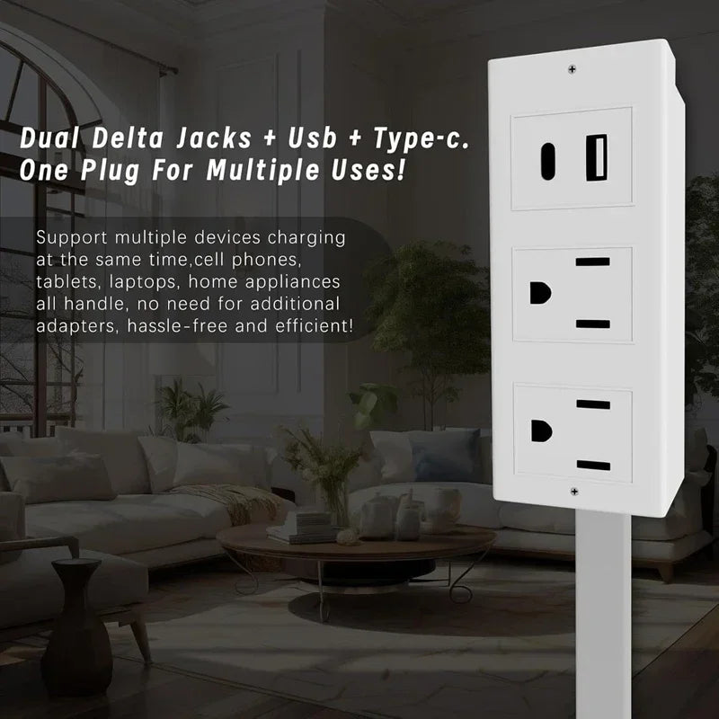 Rotating Wall Plug Extender with Adjustable Length and USB Ports