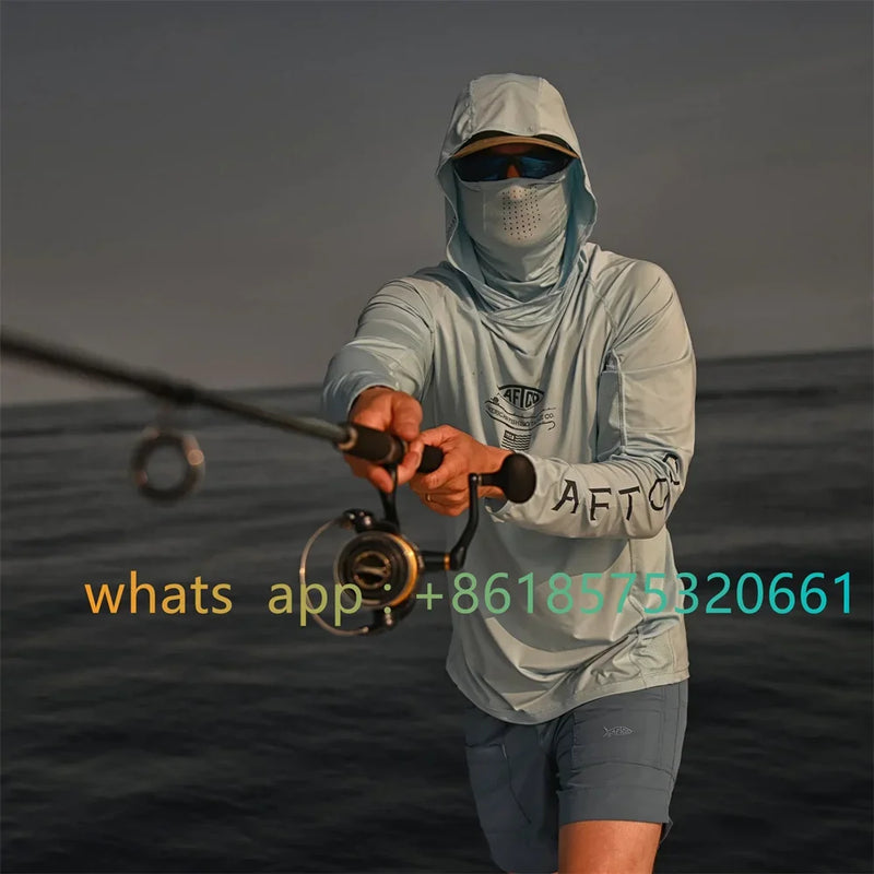 Camiseta de Manga Larga con Capucha para Pesca y Senderismo UPF 50+ para Hombre