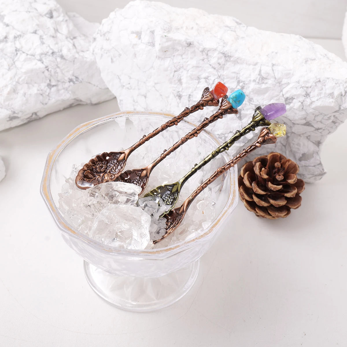 Natural Crystal Raw Stone Spoon for Meditation and Energy Work