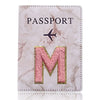 Embroidered Letter Passport Holder with Card Pocket