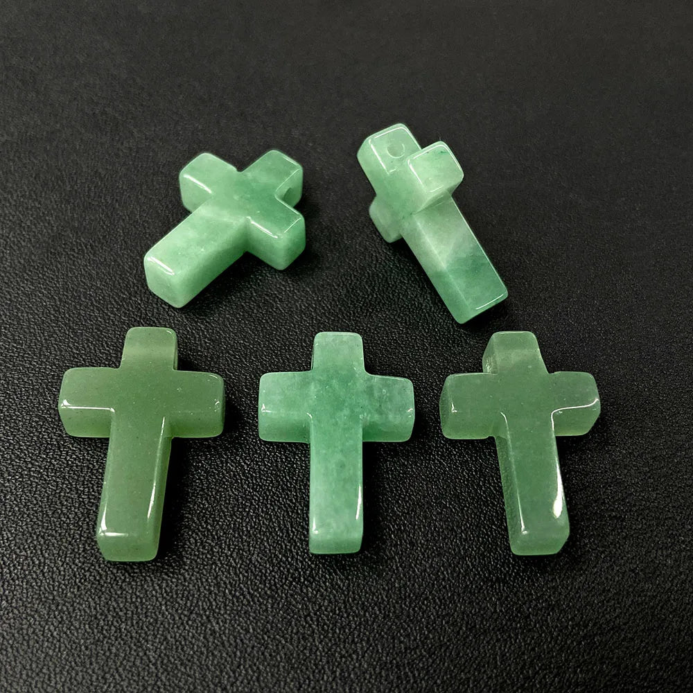 Natural Stone Cross Pendant Charm for Jewelry Making