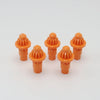 A set of five orange replacement drivers for a Battling Top, used to fix or replace the top mechanism.