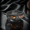 Tiger Eye & Black Leather Men's Bracelet