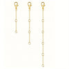 A gold-plated necklace extender chain with a lobster clasp displayed against a white background.