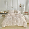 Beige Three-Dimensional Floral Duvet Cover Set