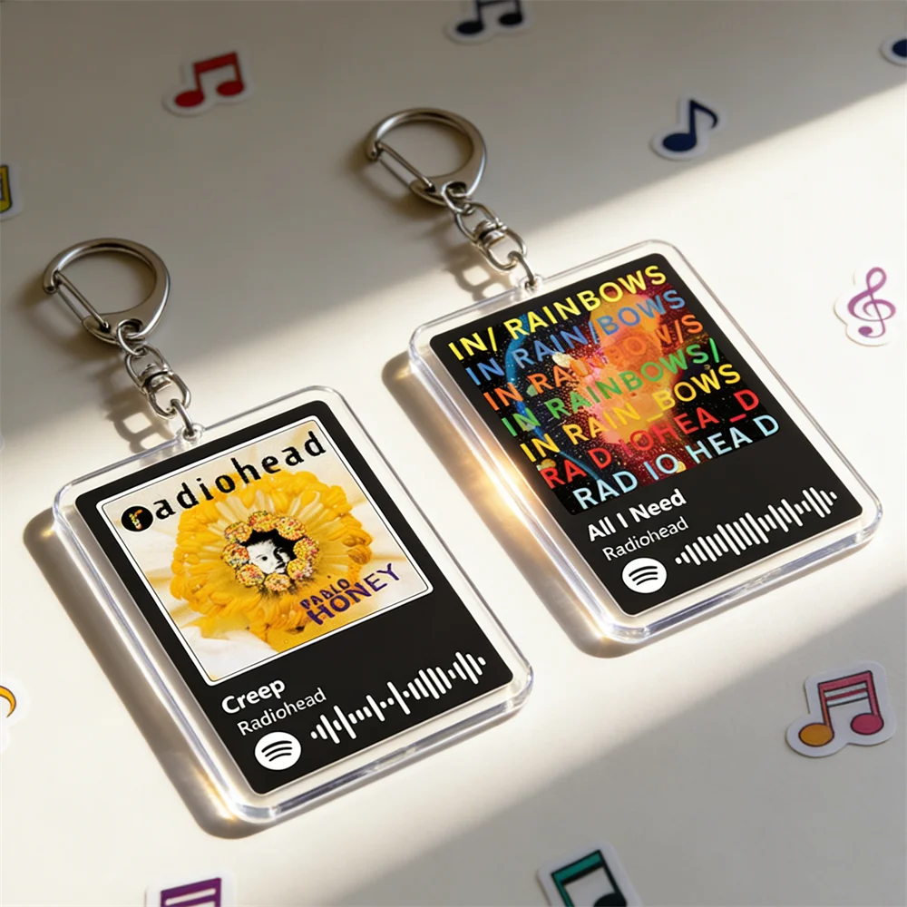 Radiohead Music Keychain Set with Song-Inspired Designs