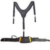 Black adjustable tool belt and suspenders with lumbar support for tool carrying