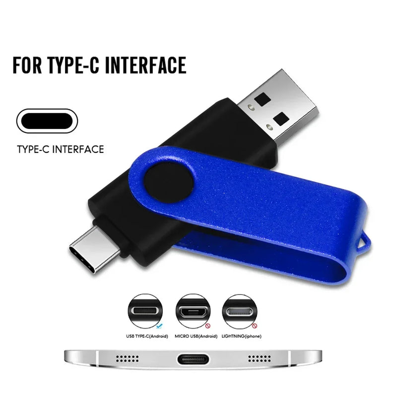 Dual-Interface USB Flash Drive with Type-C and Standard USB