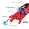 Rote Superheldenhandschuhe mit Saugnapf-Kugeln und einer Abgabekammer für Web-Shooter