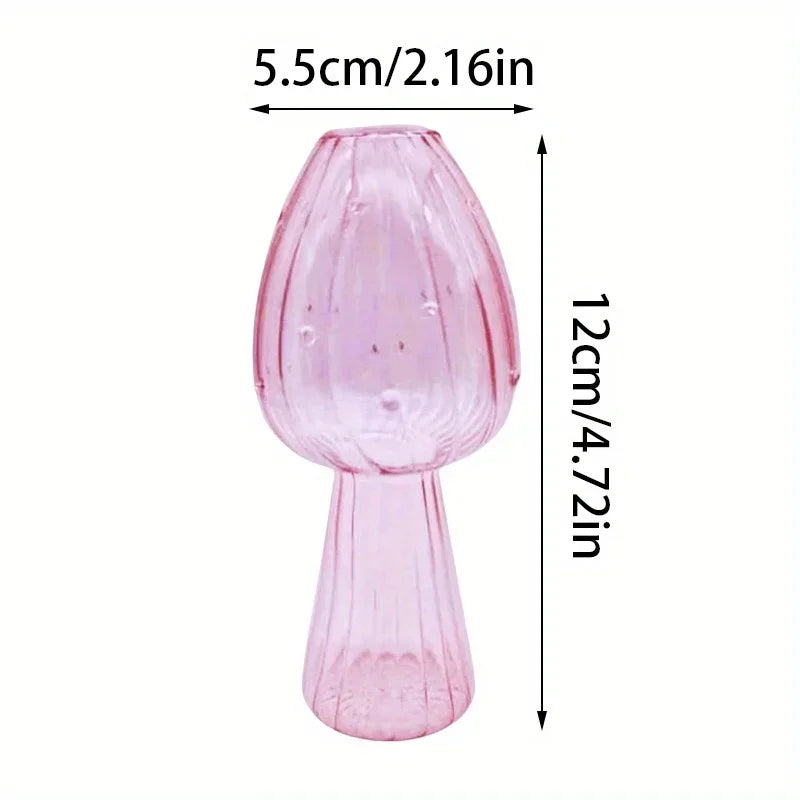 Colorful Glass Mushroom Vase for Hydroponic Plants