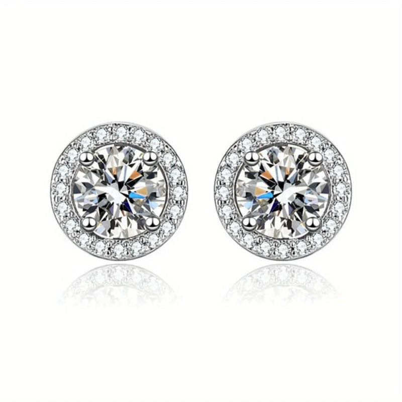 Silver-Tone Cubic Zirconia Stud Earrings