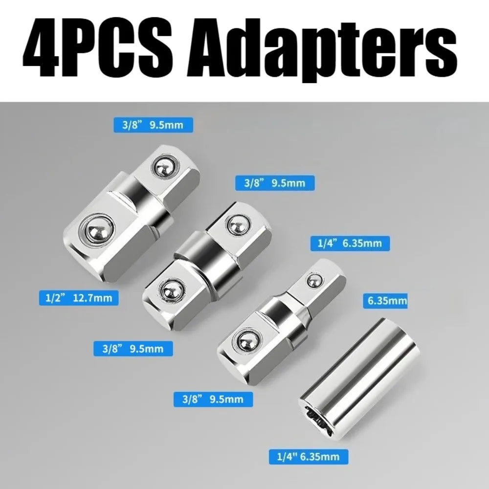 Socket Wrench Adapter & Reducer Kit (1/4" to 1/2" Drive)