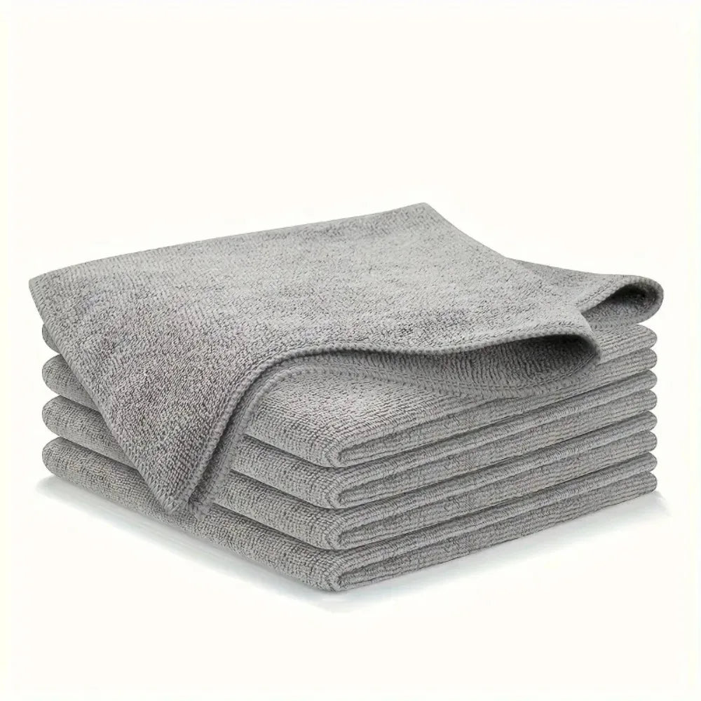 A stack of gray, highly absorbent kitchen cleaning towels.
