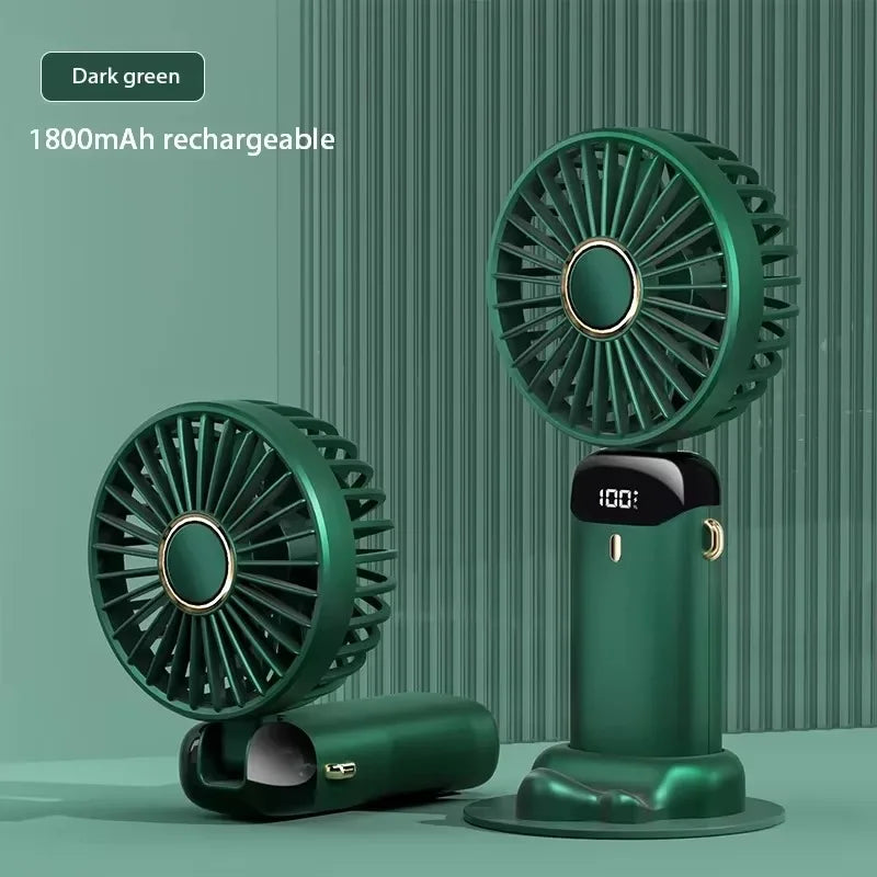 Portable Neck Fan with LED Display and Phone Stand