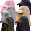 A collection of various colored UPF 50+ breathable wide brim sun hats for men and women.