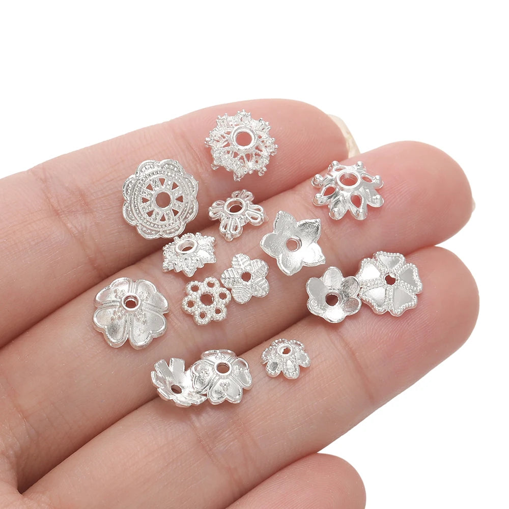 Decorative Flower Bead Caps for Jewelry Making – 50 Pack