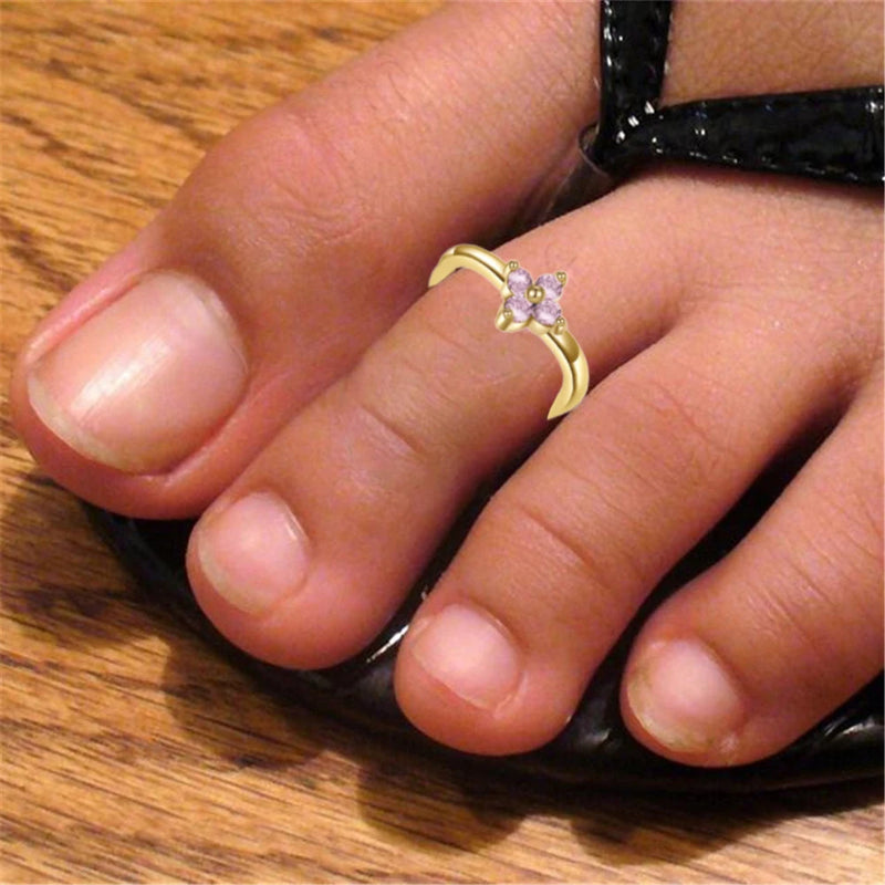 Gold-Plated Geometric Zircon Toe Ring