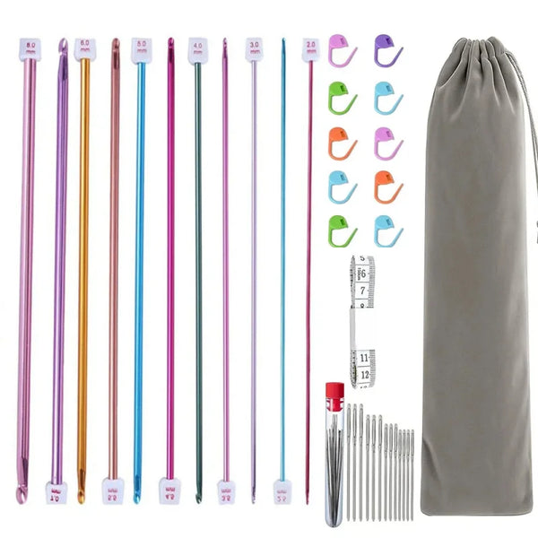Multicolor Tunisian Afghan Crochet Hook Set (11 Sizes, 2–8 mm)