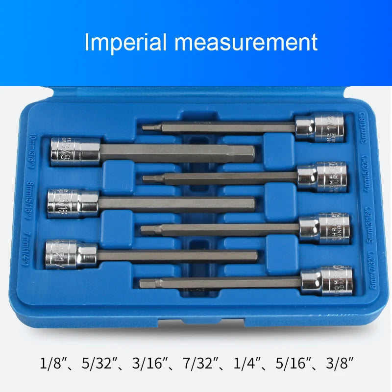 7-Piece Hex Bit Socket Set with 3/8" Square Drive