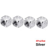 Set of four silver aluminum alloy dice design tire valve caps