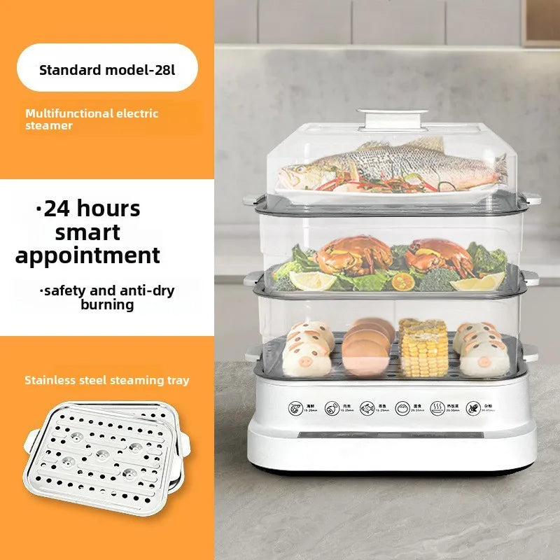 Multi-Layer Electric Food Steamer with Timer
