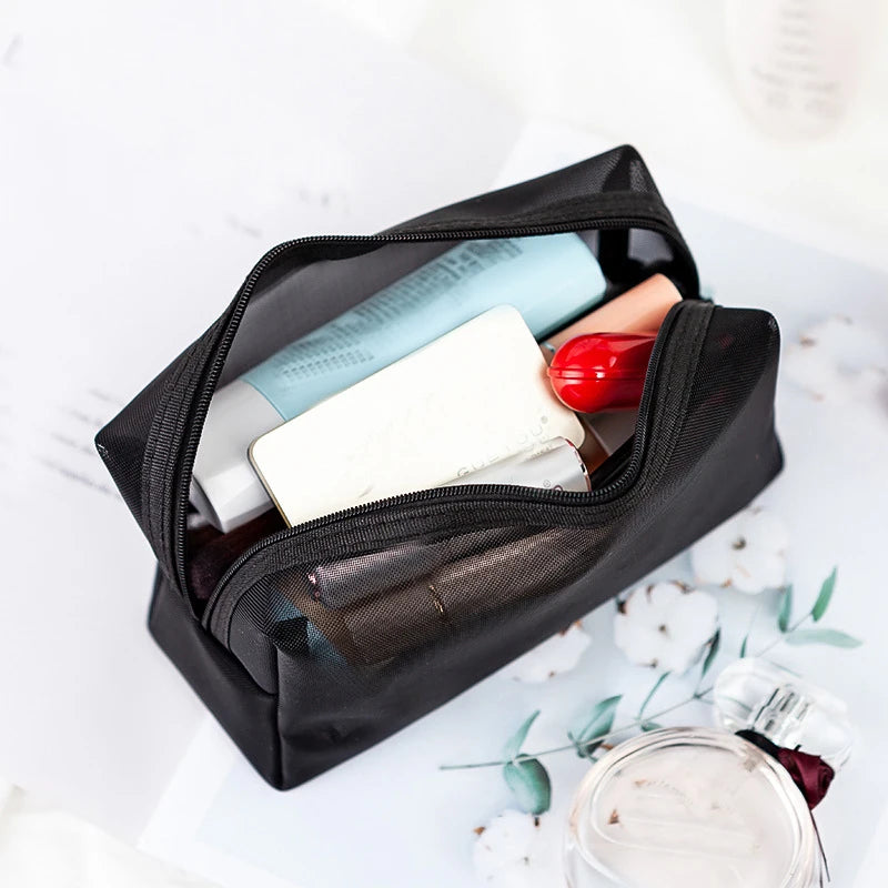 Breathable Mesh Makeup Bag Organizer - Multi-Purpose Travel Toiletry Pouch