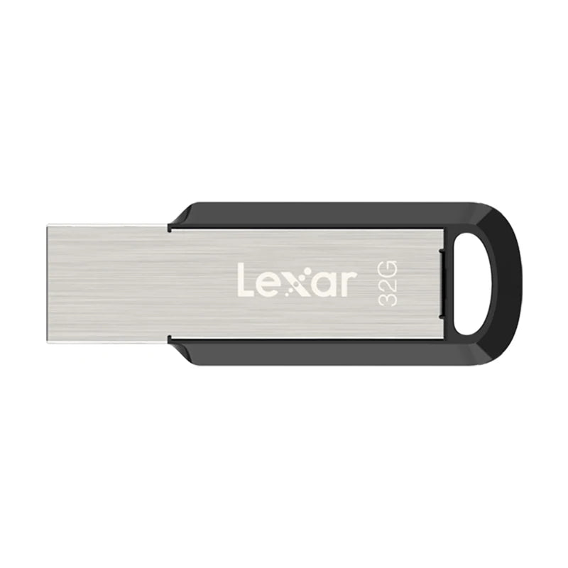 Silver Lexar M400 USB 3.2 flash drive with a black clip.