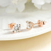 Moissanite Stud Earrings in Sterling Silver and Rose Gold Plating