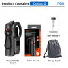 Magnetic Mini Selfie Quadrapod with Fill Light for smartphone vlogging, shown with its box and storage bag.